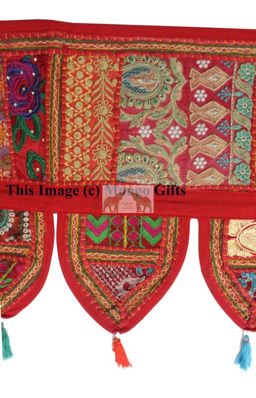 Handmade Decorative Patchwork Window Door Valance Topper Wall Hanging Indian Toran Festive Decoration - Mangogiftsstore