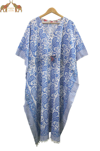 Women Wear Long Cotton Dress Caftan Gown Hippie Bohemian Wear Indian