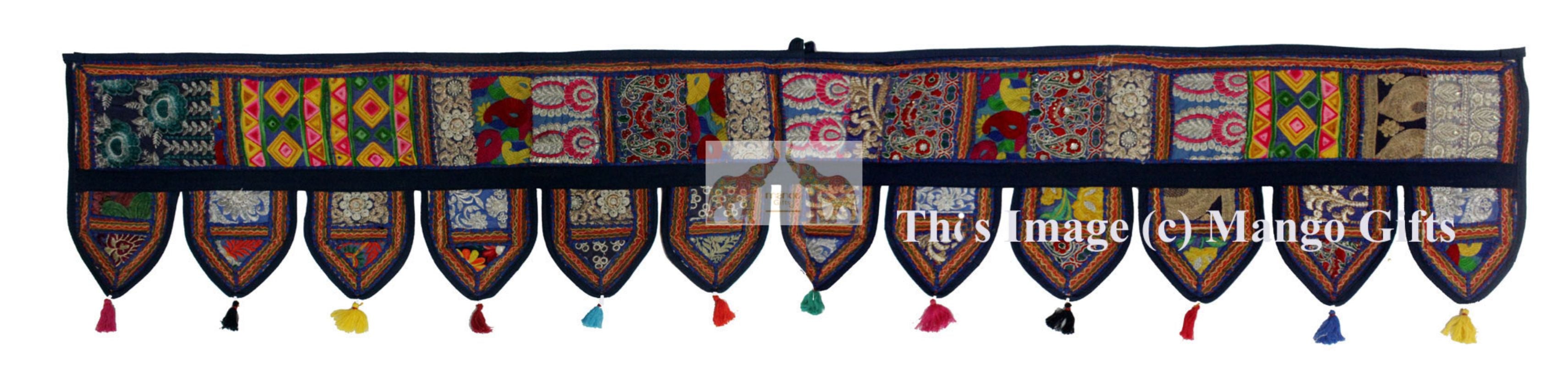 Handmade Decorative Patchwork Window Door Valance Topper Wall Hanging Indian Toran Festive Decoration - Mangogiftsstore