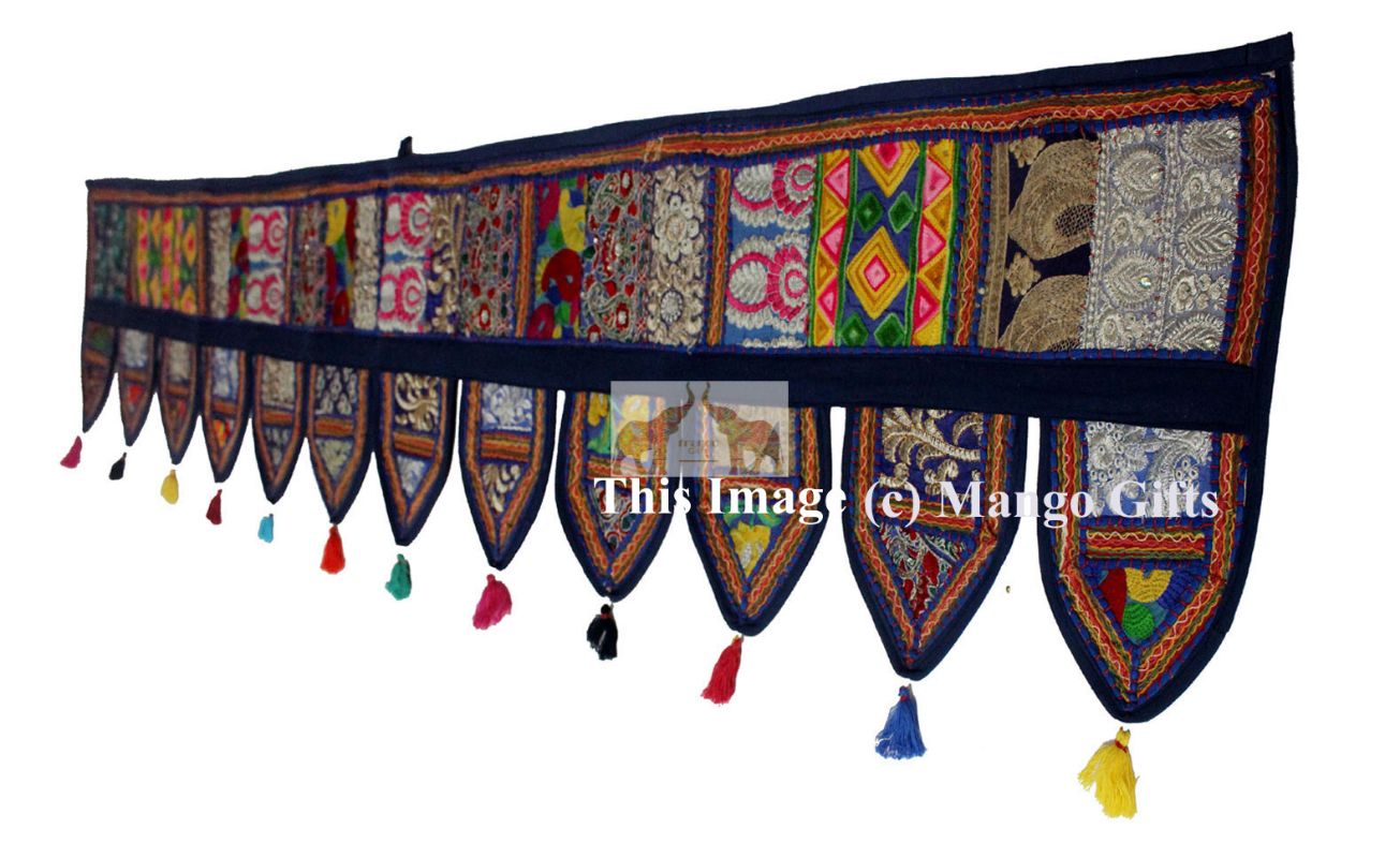 Handmade Decorative Patchwork Window Door Valance Topper Wall Hanging Indian Toran Festive Decoration - Mangogiftsstore