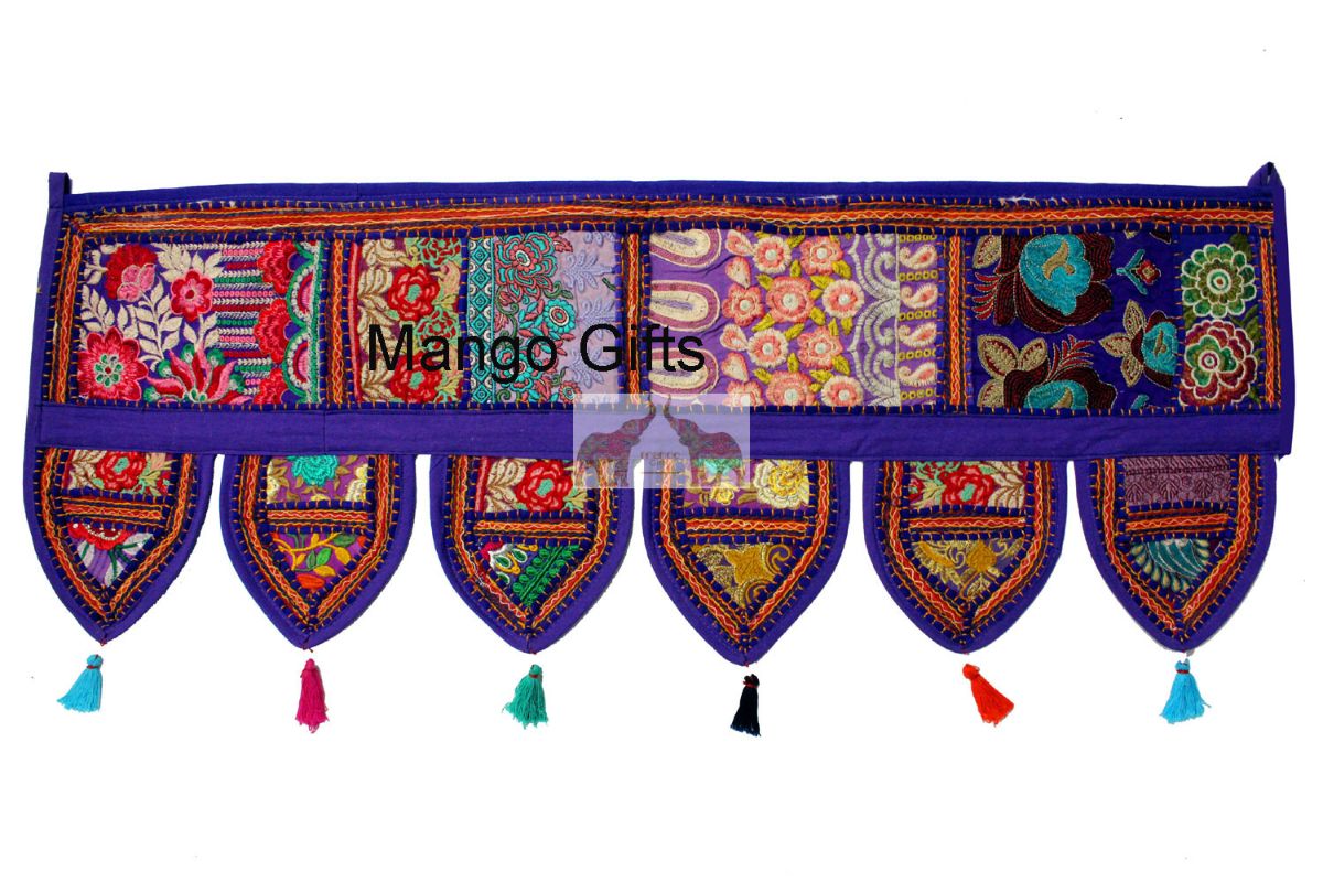 Handmade Decorative Patchwork Window Door Valance Topper Wall Hanging Indian Toran Festive Decoration - Mangogiftsstore