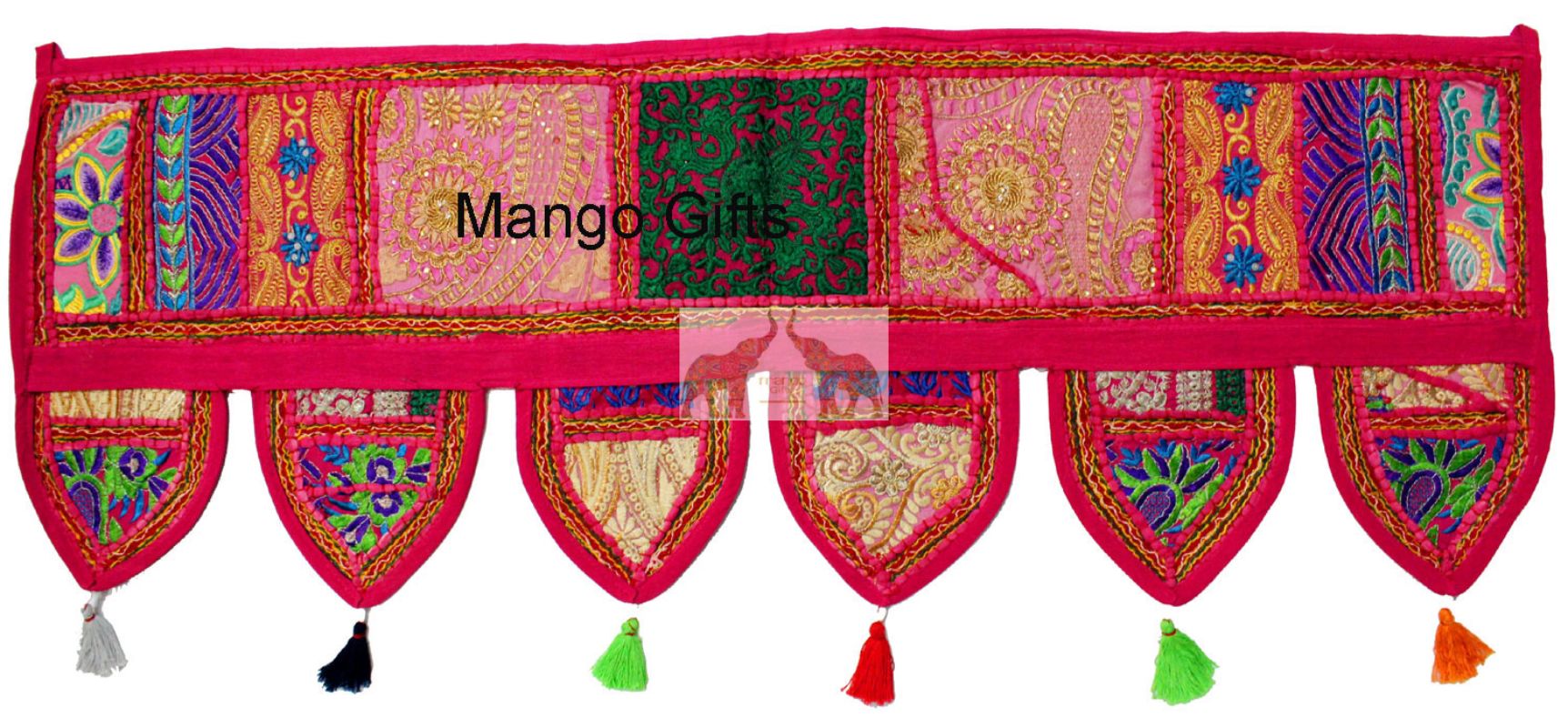 Handmade Decorative Patchwork Window Door Valance Topper Wall Hanging Indian Toran Festive Decoration - Mangogiftsstore