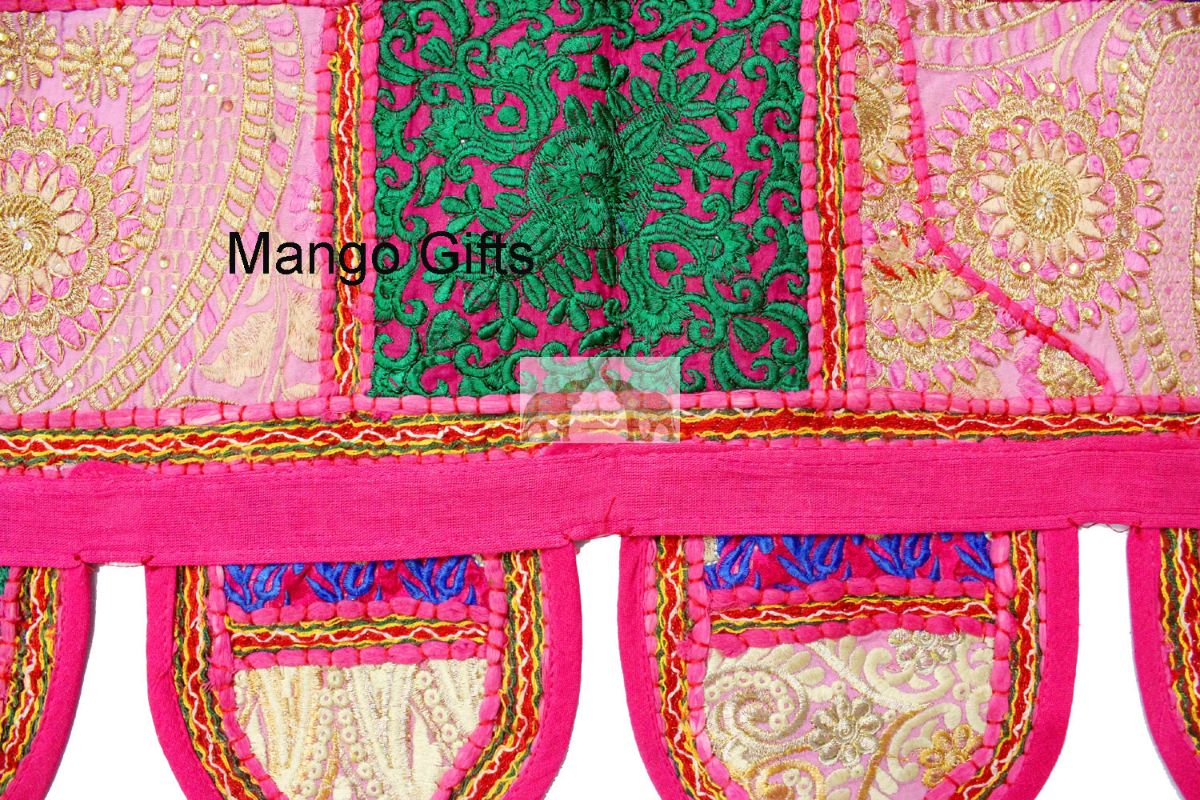 Handmade Decorative Patchwork Window Door Valance Topper Wall Hanging Indian Toran Festive Decoration - Mangogiftsstore