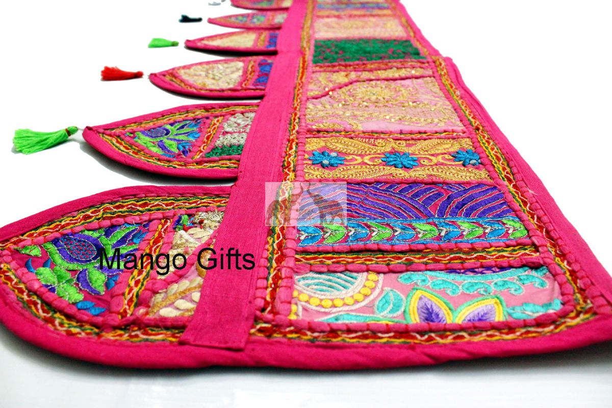 Handmade Decorative Patchwork Window Door Valance Topper Wall Hanging Indian Toran Festive Decoration - Mangogiftsstore