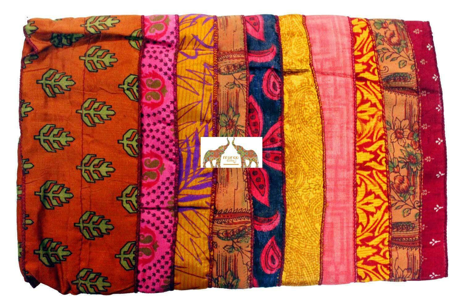 Indian Vintage Silk Sari Handmade Recycled Scarves Stoles Patchwork scarf wraps - Mangogiftsstore