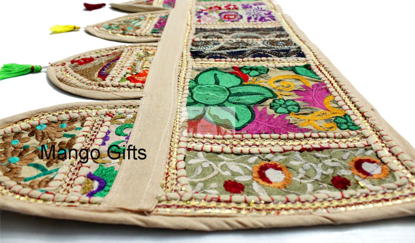 Handmade Decorative Patchwork Window Door Valance Topper Wall Hanging Indian Toran Festive Decoration - Mangogiftsstore