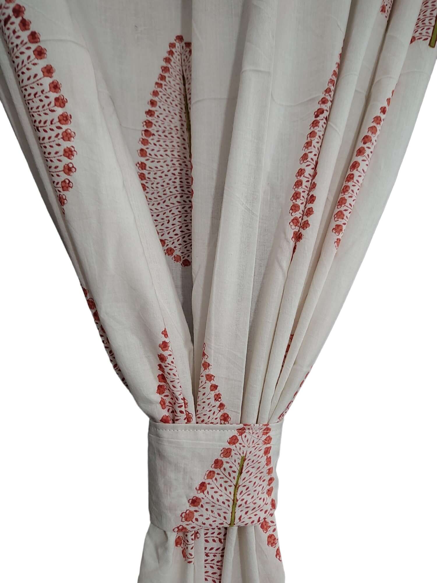 Hand-Block Print Cotton Floral Curtains - Bohemian Decor