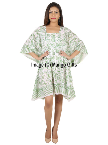 100%Cotton Women Night Dress Kimono Tunic Free Size Hand Block Print Kaftan Dress - Mangogiftsstore