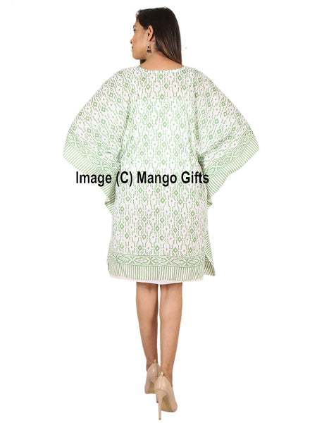 100%Cotton Women Night Dress Kimono Tunic Free Size Hand Block Print Kaftan Dress - Mangogiftsstore