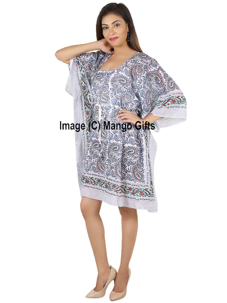 100%Cotton Women Night Dress Kimono Tunic Free Size Hand Block Print Kaftan Dress - Mangogiftsstore