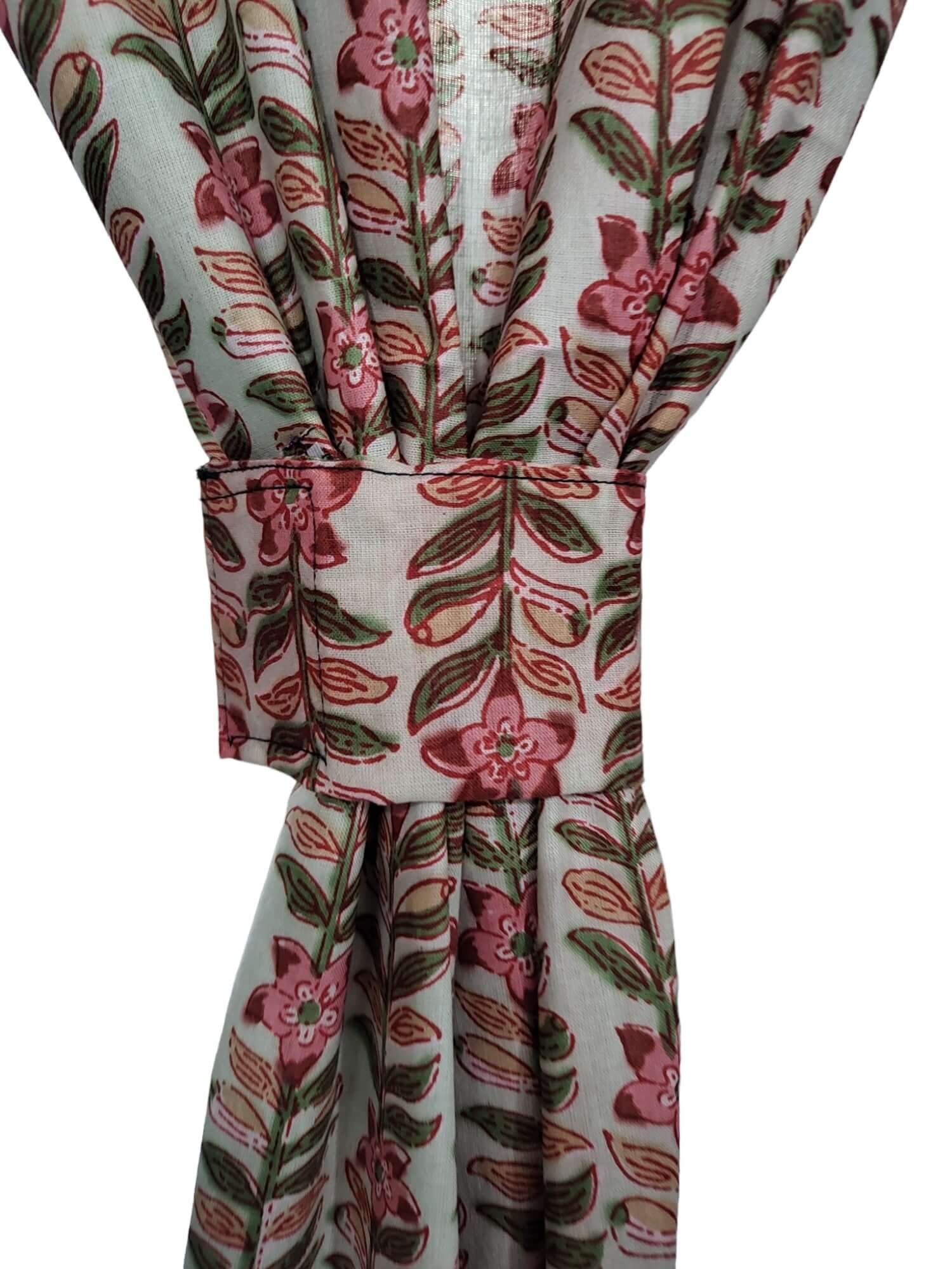 Hand-Block Print Cotton Floral Curtains - Bohemian Decor