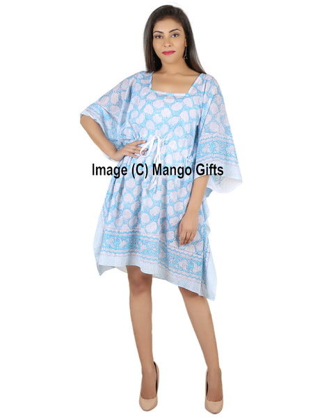 100%Cotton Women Night Dress Kimono Tunic Free Size Hand Block Print Kaftan Dress - Mangogiftsstore