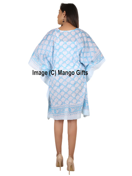 100%Cotton Women Night Dress Kimono Tunic Free Size Hand Block Print Kaftan Dress - Mangogiftsstore