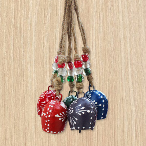 Hand Painted Metal Bells With Jute Rope Pendulum for Indoor Patio Garden Chimes Wholesale Lots