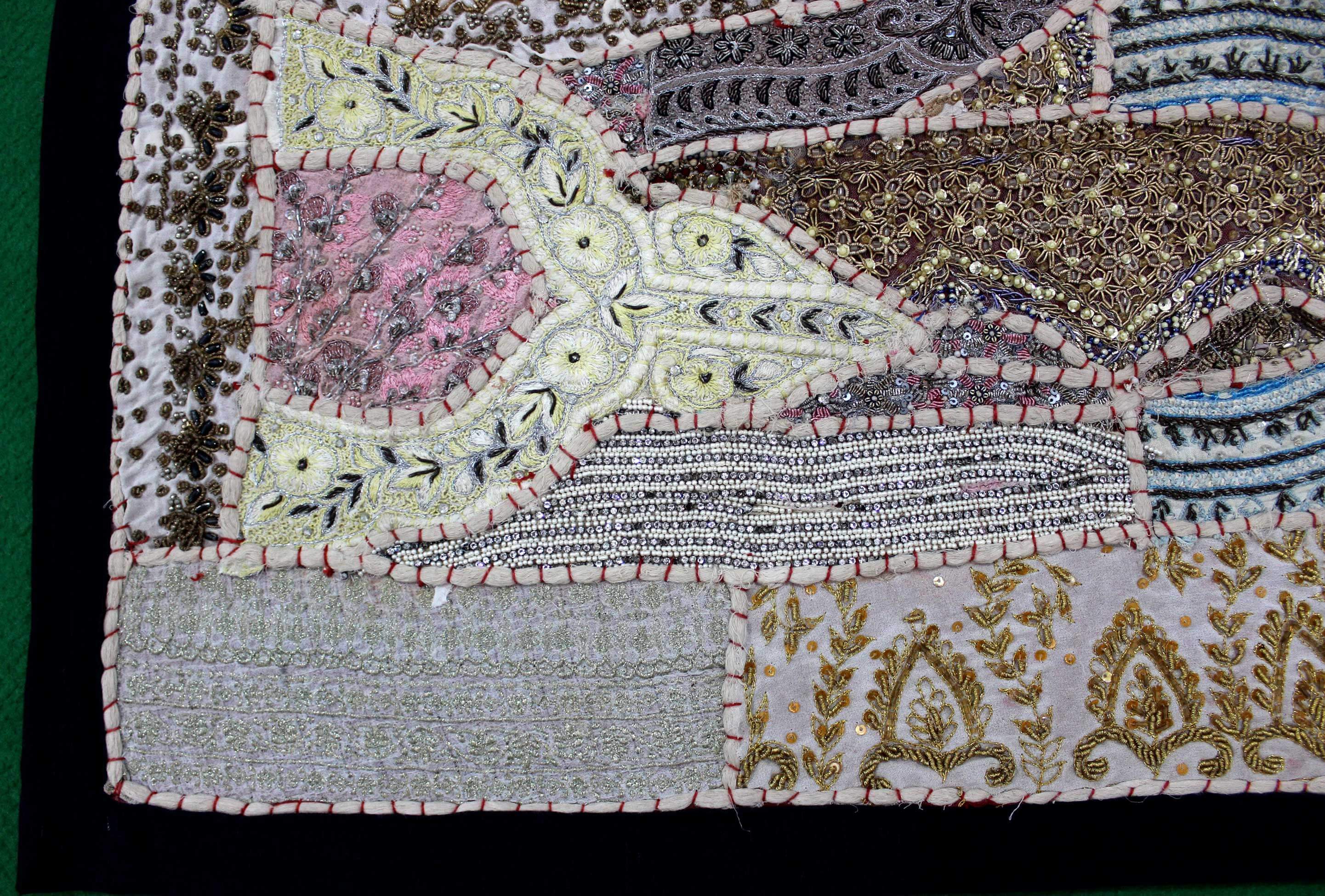 Indian Wall Hanging Embroidered Beautiful Tapestry Beige Decor