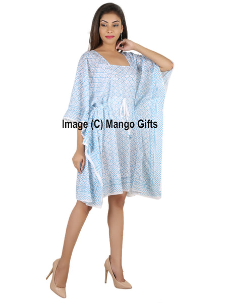 100%Cotton Women Night Dress Kimono Tunic Free Size Hand Block Print Kaftan Dress - Mangogiftsstore