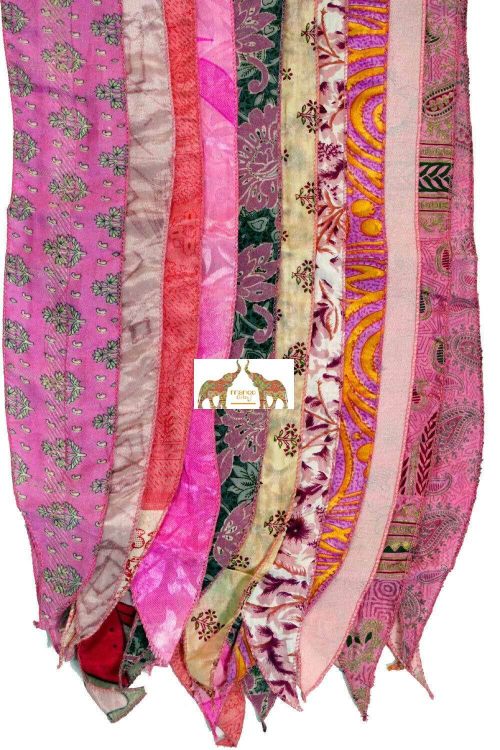 Indian Vintage Silk Sari Handmade Recycled Scarves Stoles Patchwork scarf wraps - Mangogiftsstore