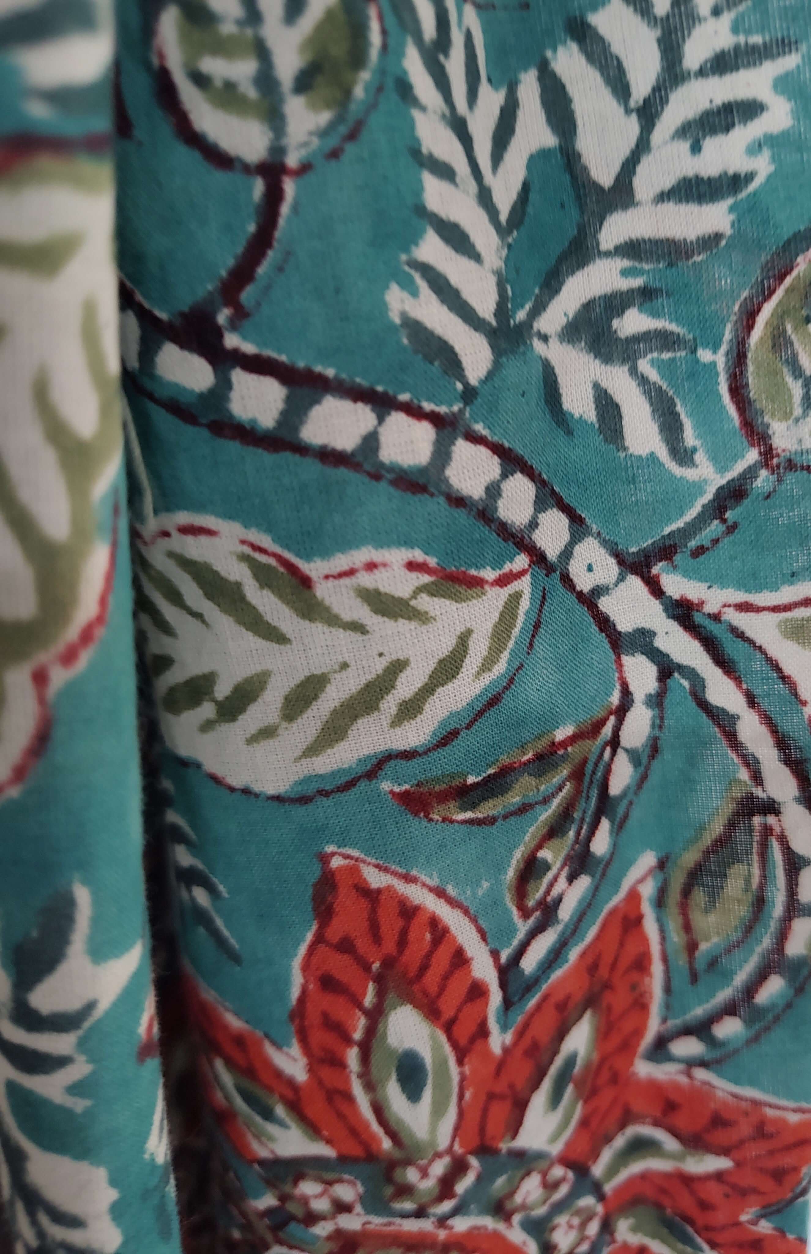 Hand-Block Print Cotton Floral Curtains - Bohemian Decor