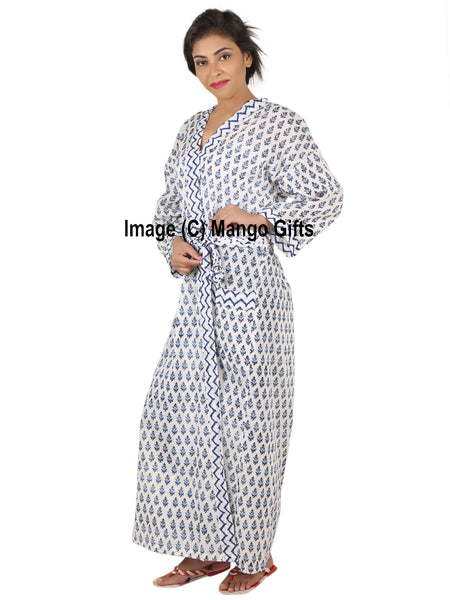 Hand Block Print 100%Cotton Kimono Bathrobe Women Floral Dress Wholesale Lot - Mangogiftsstore