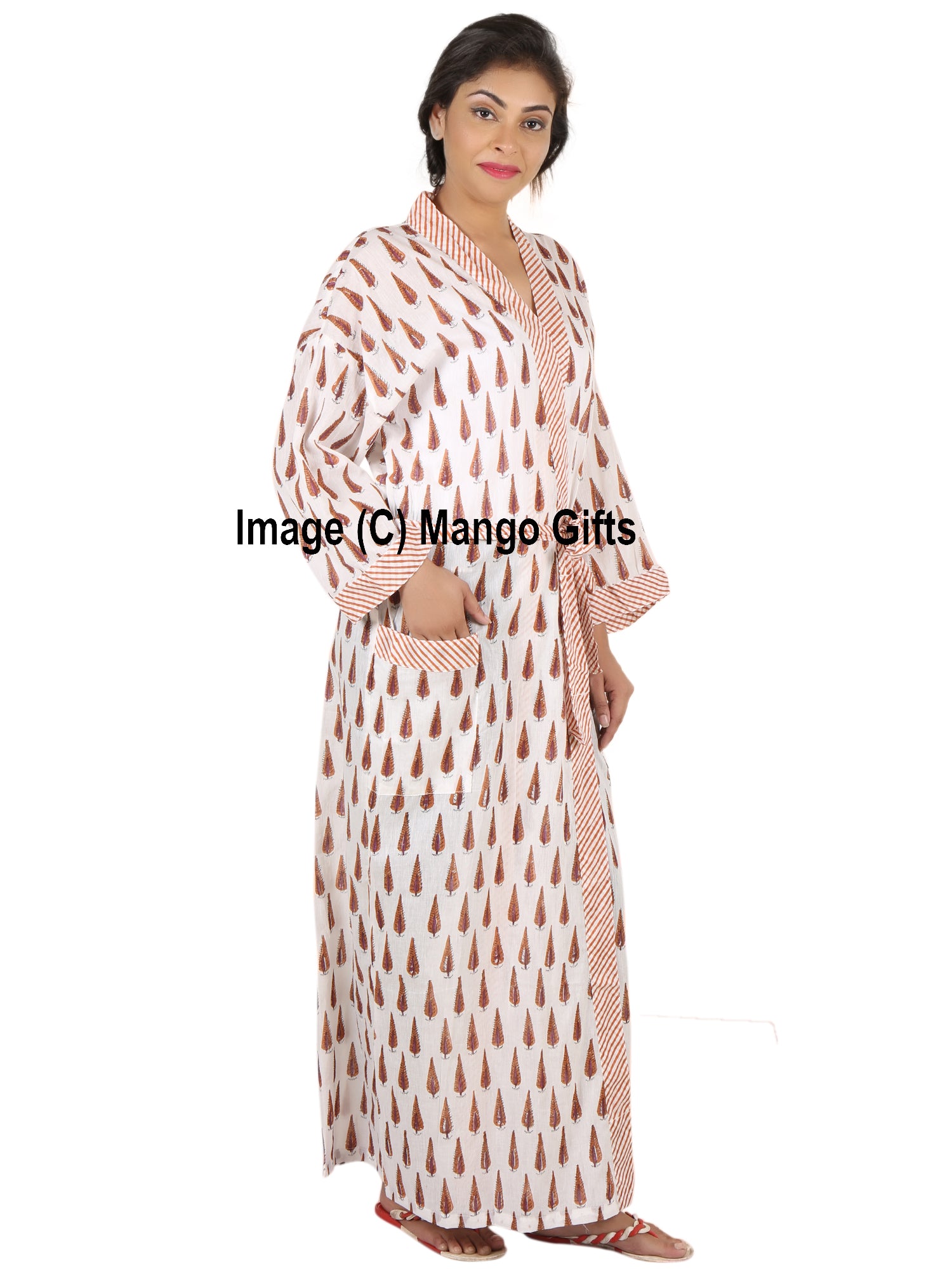 Hand Block Print 100%Cotton Kimono Bathrobe Women Floral Dress Wholesale Lot - Mangogiftsstore