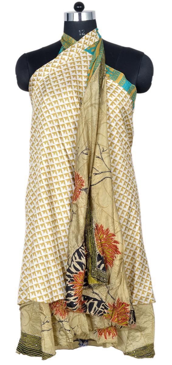 Vintage Silk Sari Magic Wrap Skirt - Beach Wear