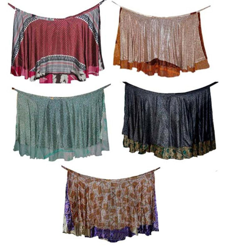 Vintage Silk Sari Magic Wrap Skirt - Beach Wear