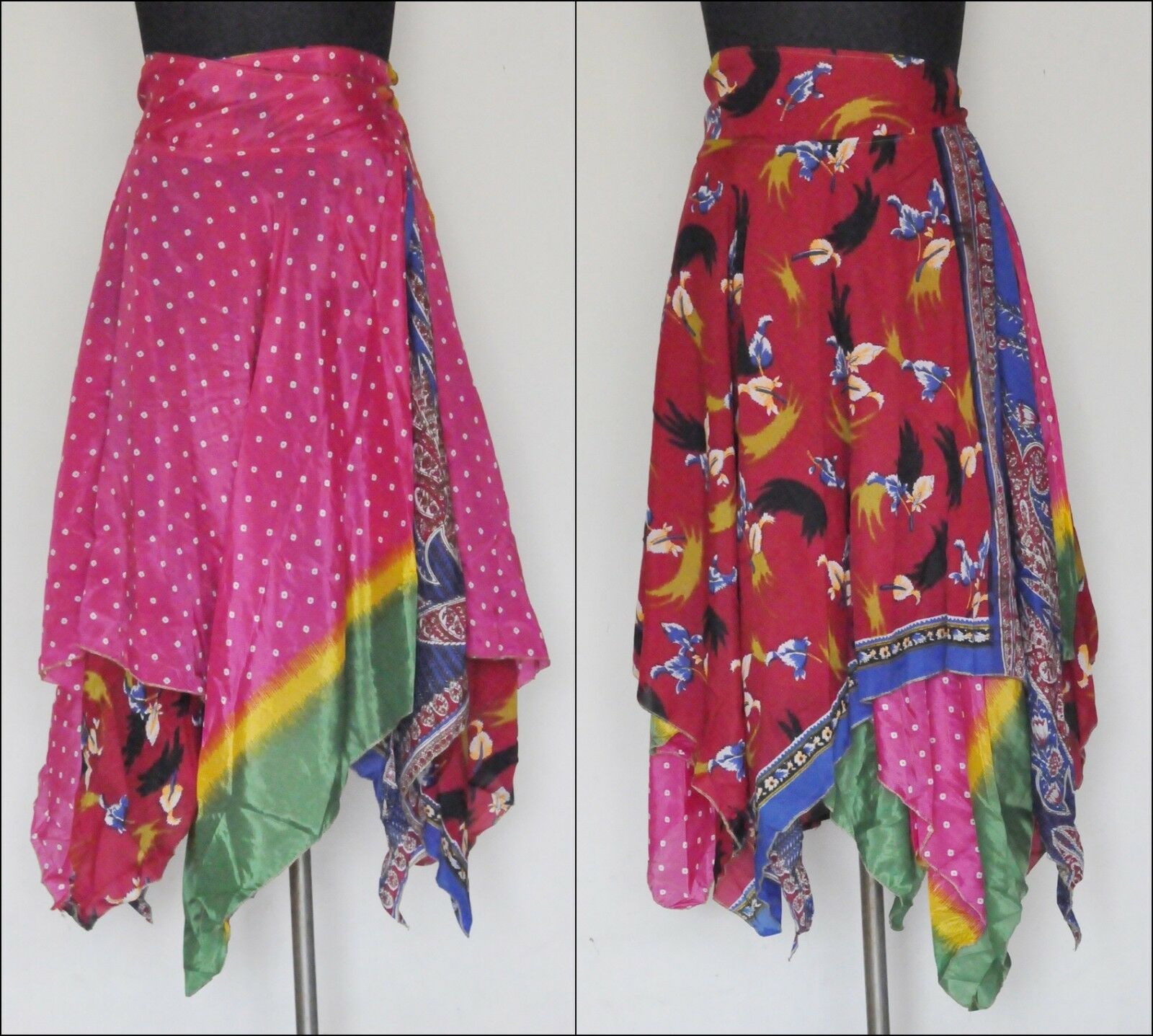 Vintage Silk Sari Magic Wrap Skirt - Beach Wear