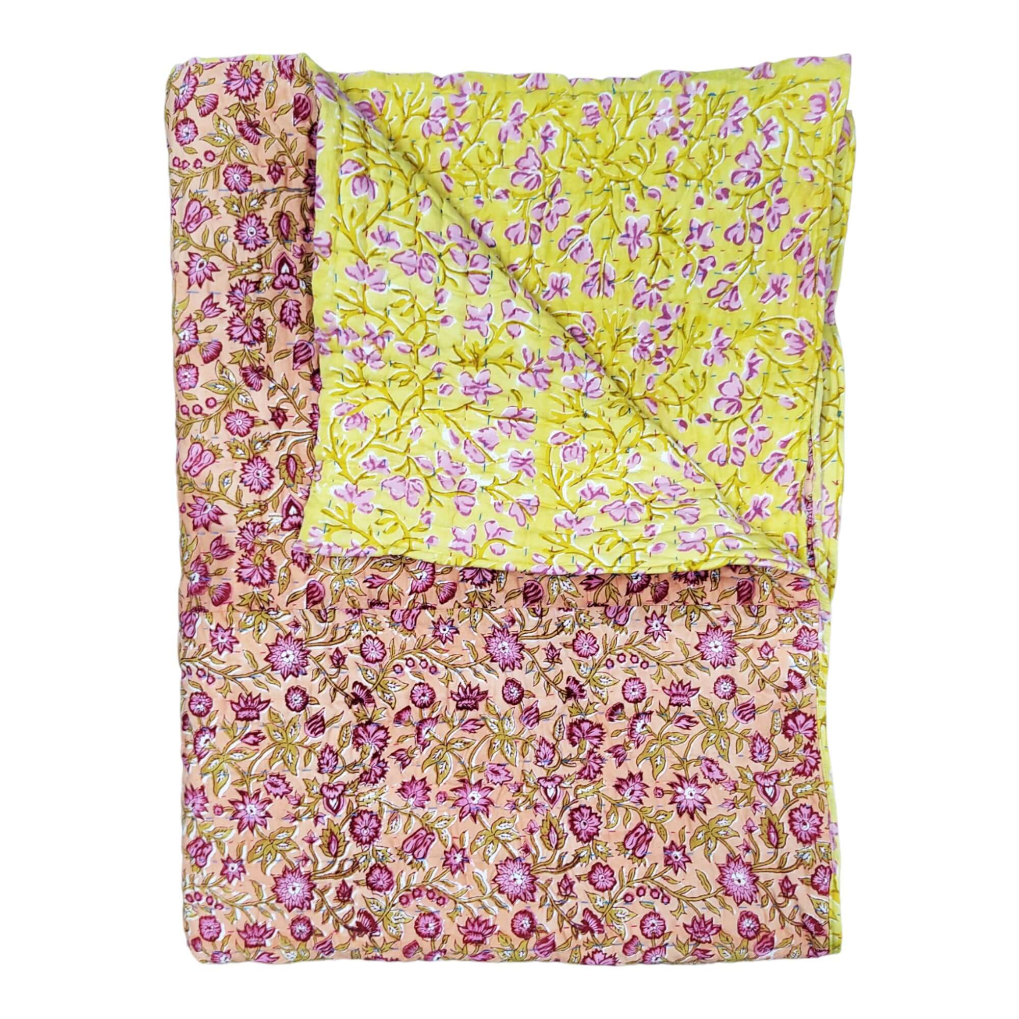 Reversible Katha Quilt 60x90 - Hand Quilted Jaipur Razai