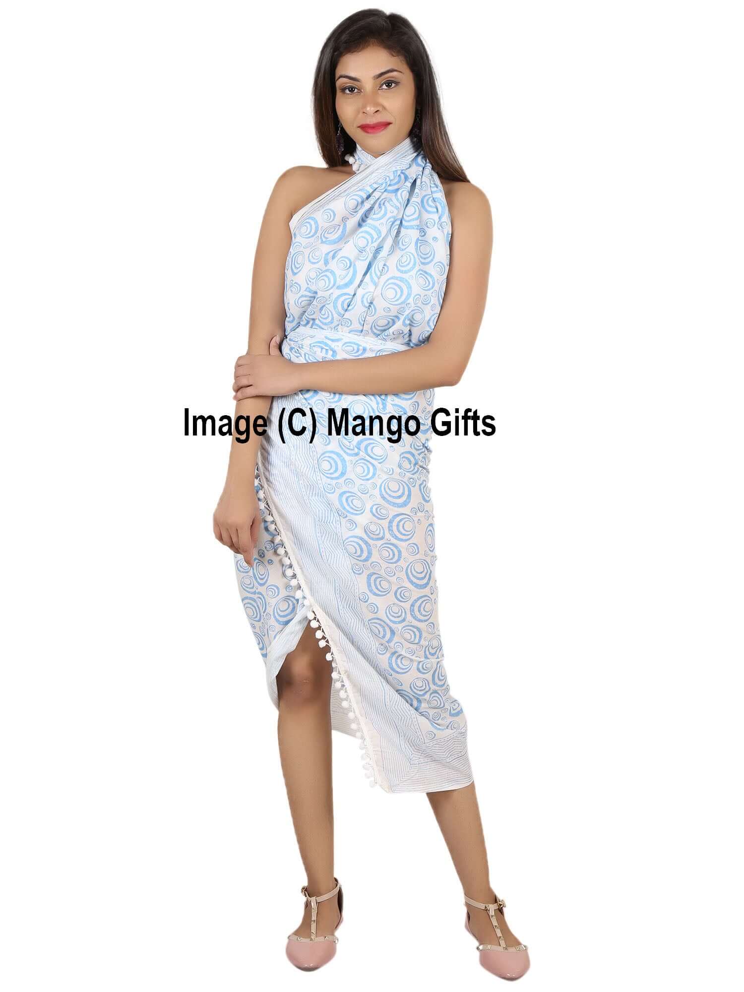 Hand Block Print Cotton Beach Wrap Dress 200 Hand Block Print Cotton Beach Wrap Dress 200