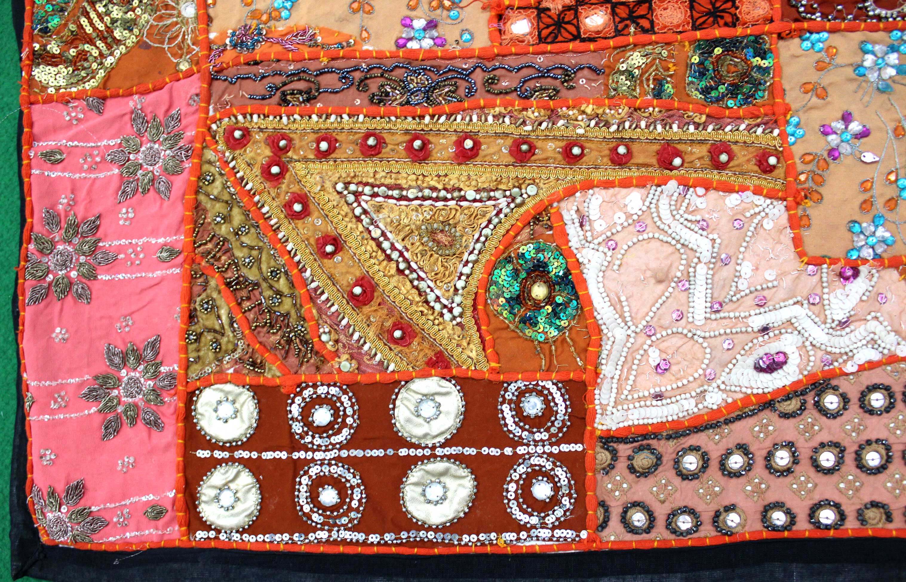 Indian Wall Hanging Embroidered Tapestry Orange Cloth wall Hanging