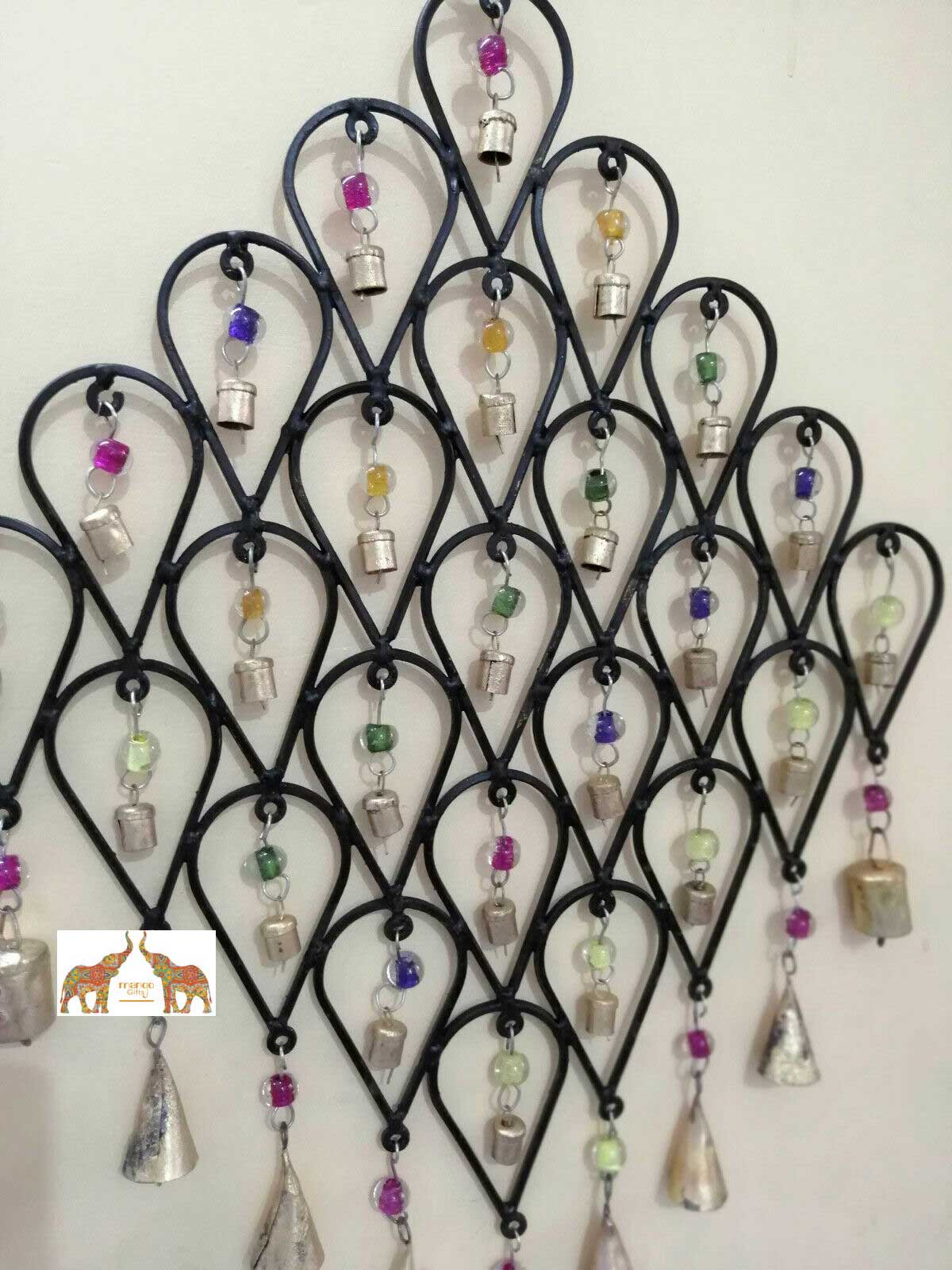 Indian Wall Decor Metal Handcrafted Tear Drop Antique Bells Indoor Outdoor Hanging Decoration - Mangogiftsstore