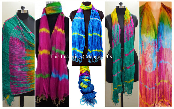 Tie-Dye Chiffon Scarves Stoles Wrap Dupatta Multi Coloured Women Scarf - Mangogiftsstore