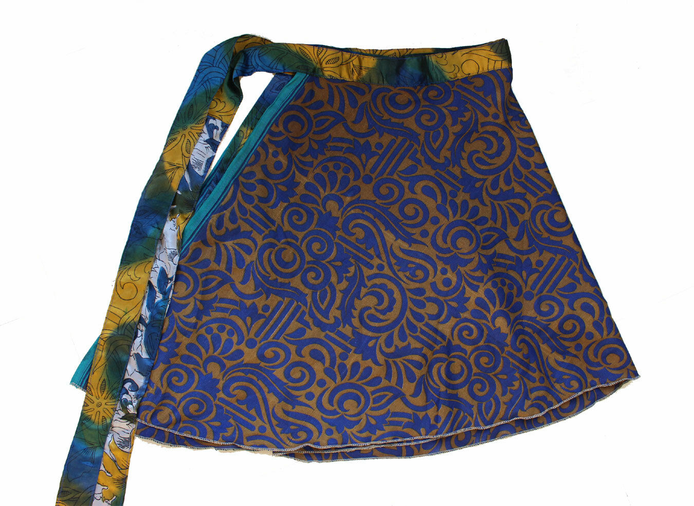 Vintage 2 Layer Silk Sari Saree Magic Wrap Around Skirt Dress Beach Wear Sarong Wholesale