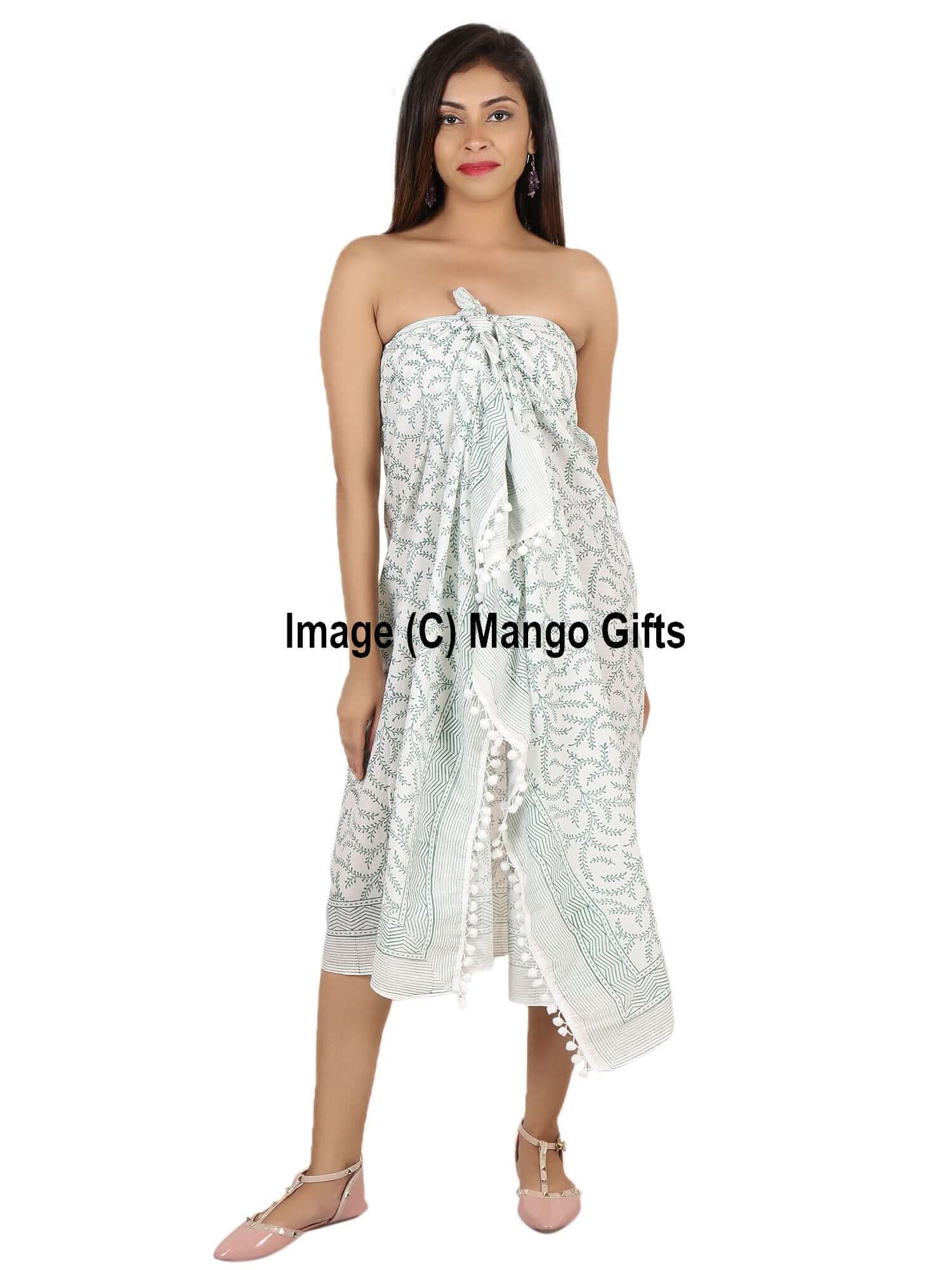 Hand Block Print Cotton Beach Wrap Dress Hand Block Print Cotton Beach Wrap Dress