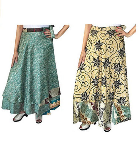 Silk Sari Wrap Around Skirt Sarong Beach Wear Dress