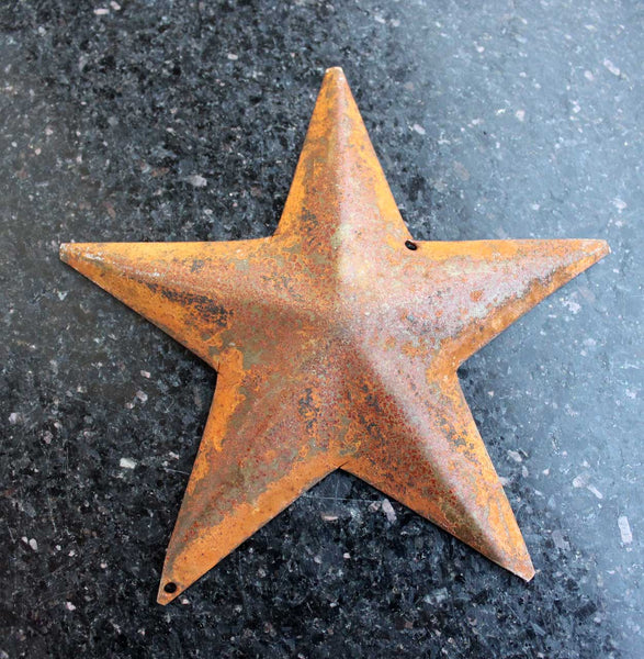 RUSTIC PRIMITIVE GALVANIZED RUSTY 5" BARN STAR METAL TIN COUNTRY FARMHOUSE - Mangogiftsstore