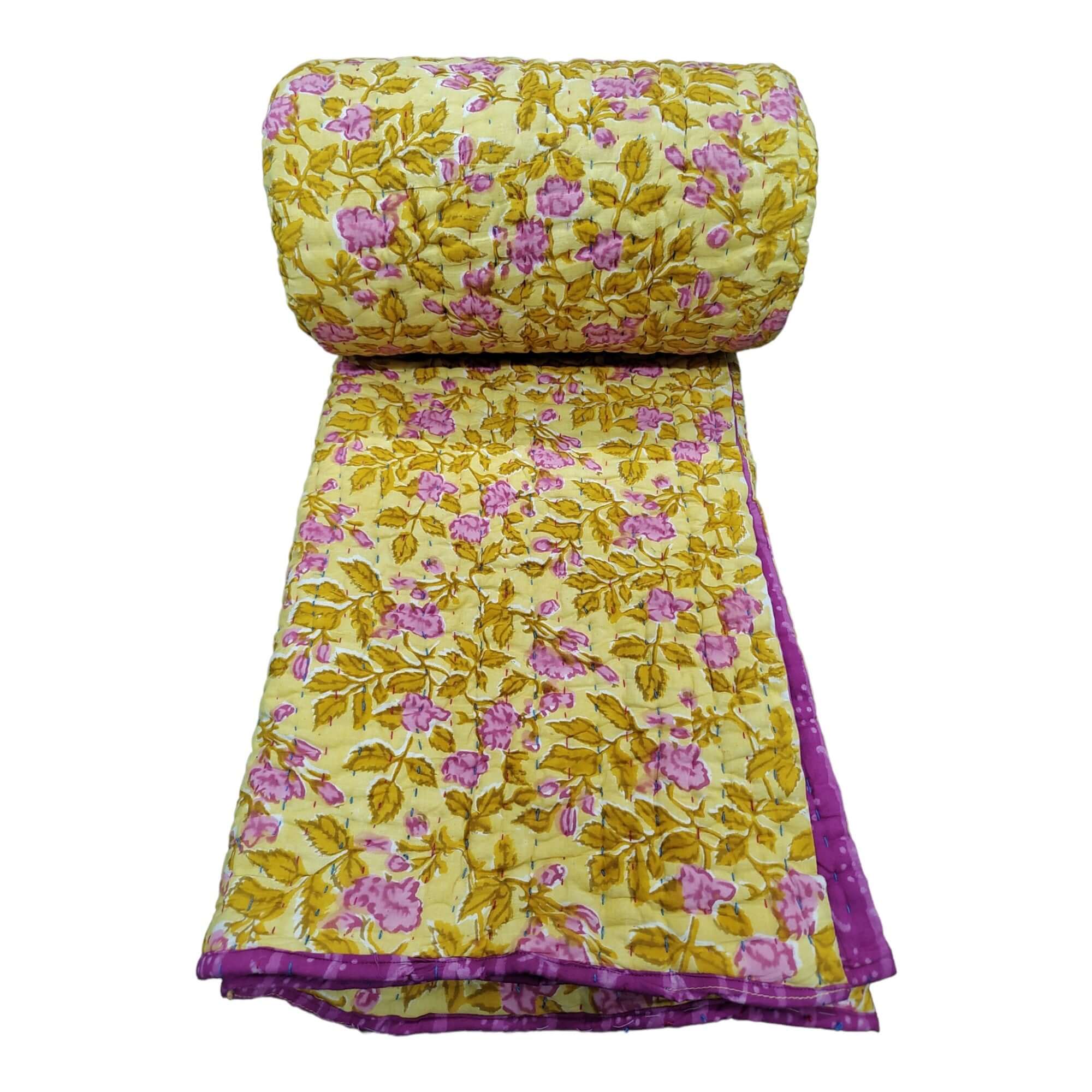 Reversible Katha Quilt 60x90 - Hand Quilted Jaipur Razai