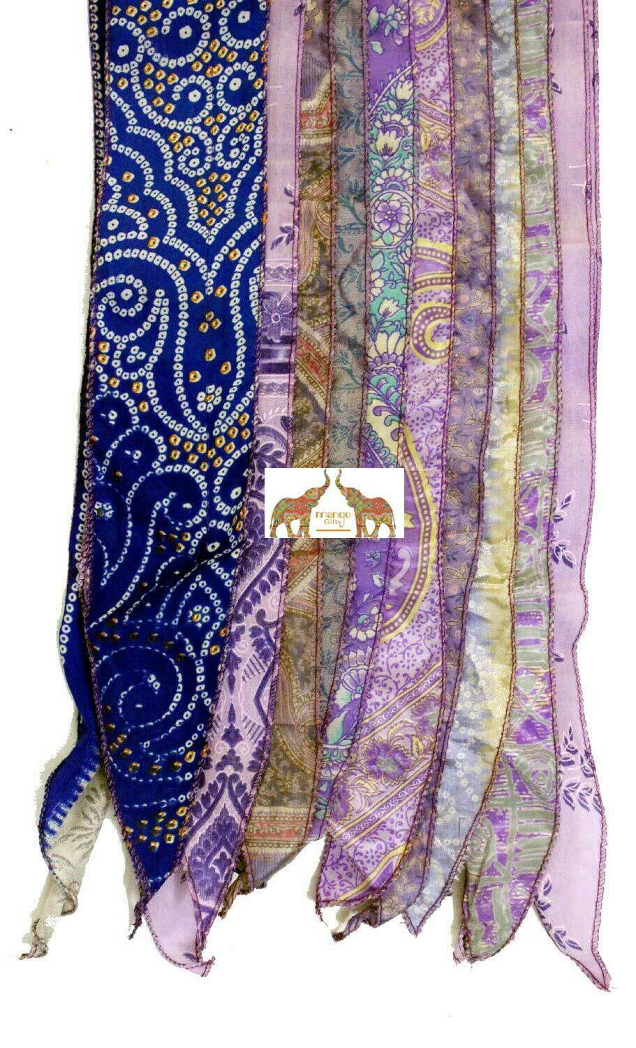 Indian Vintage Silk Sari Handmade Recycled Scarves Stoles Patchwork scarf wraps - Mangogiftsstore