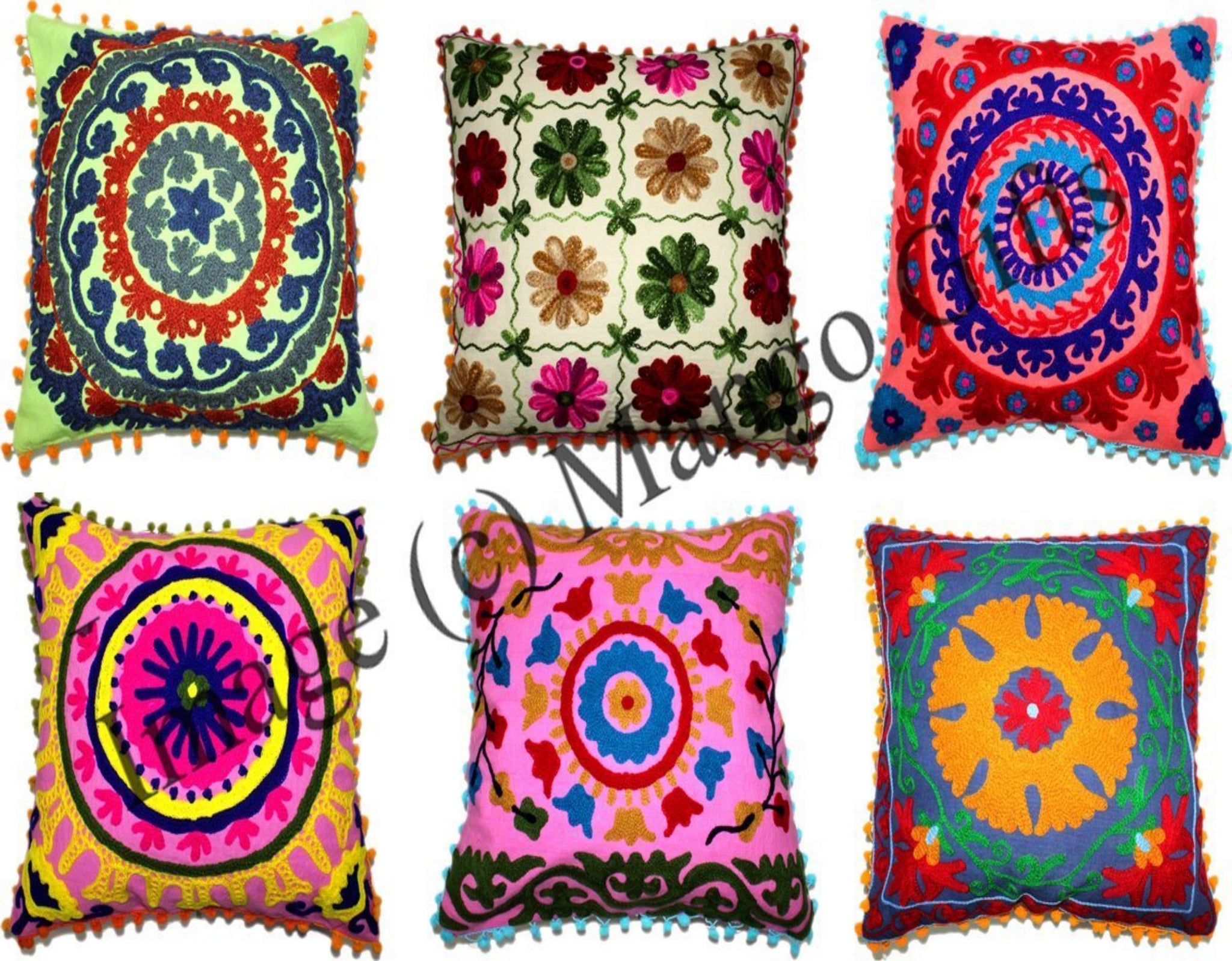 Indian Embroidered Suzani Cushion Cases/Covers (Wholesale lot 25 Pcs) - Mangogiftsstore