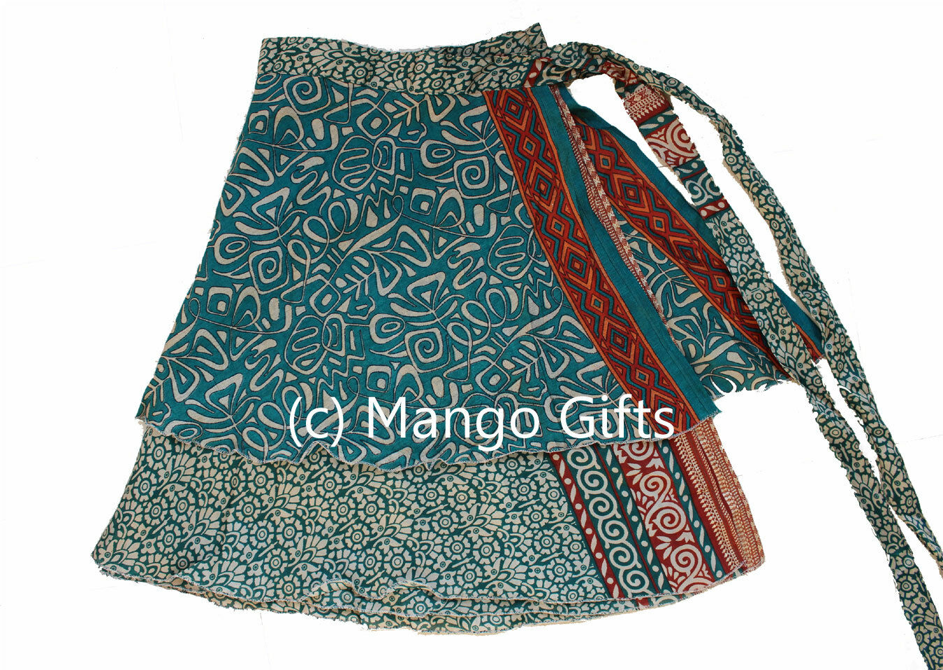 Vintage 2 Layer Silk Sari Saree Magic Wrap Around Skirt Dress Beach Wear Sarong Wholesale