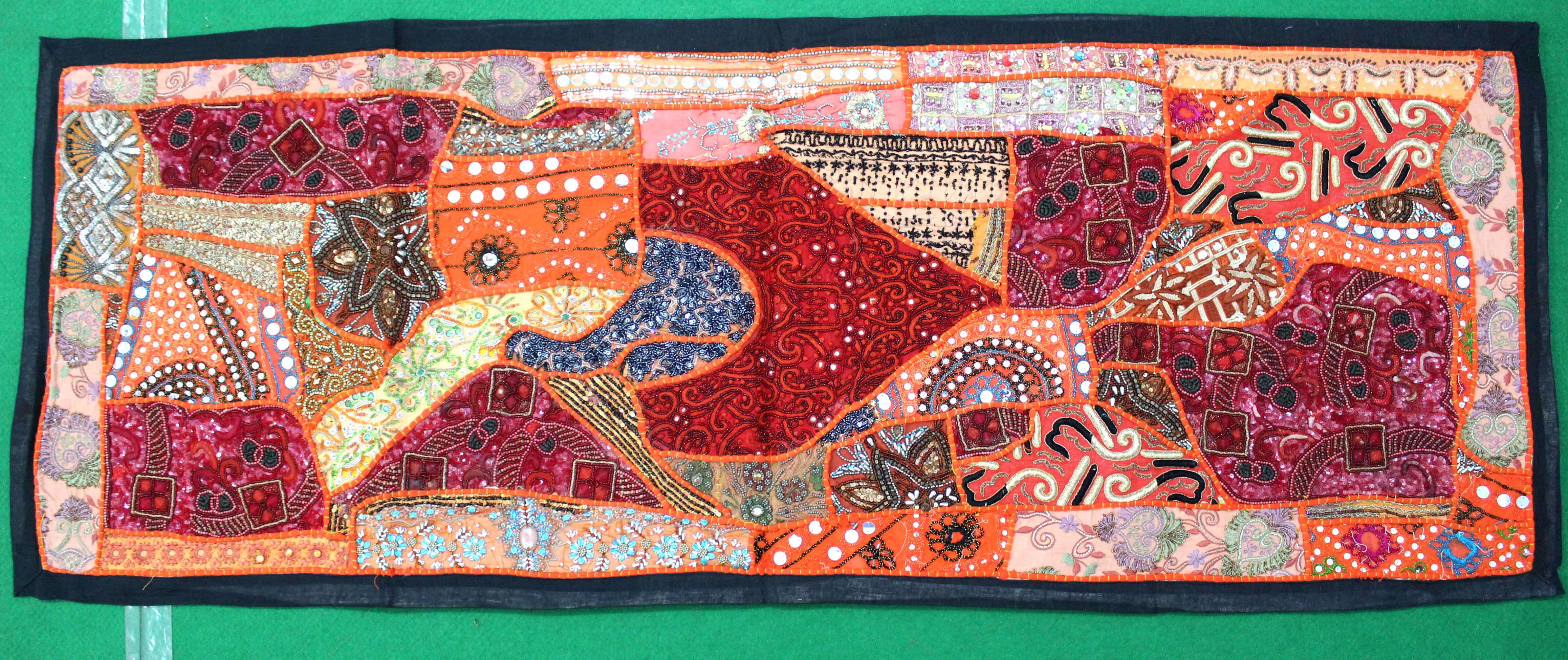 Indian Wall Hanging Embroidered Tapestry Orange antique wall piece,cotton tapestry,tapestry,Tribal wall hanging,wall hanging