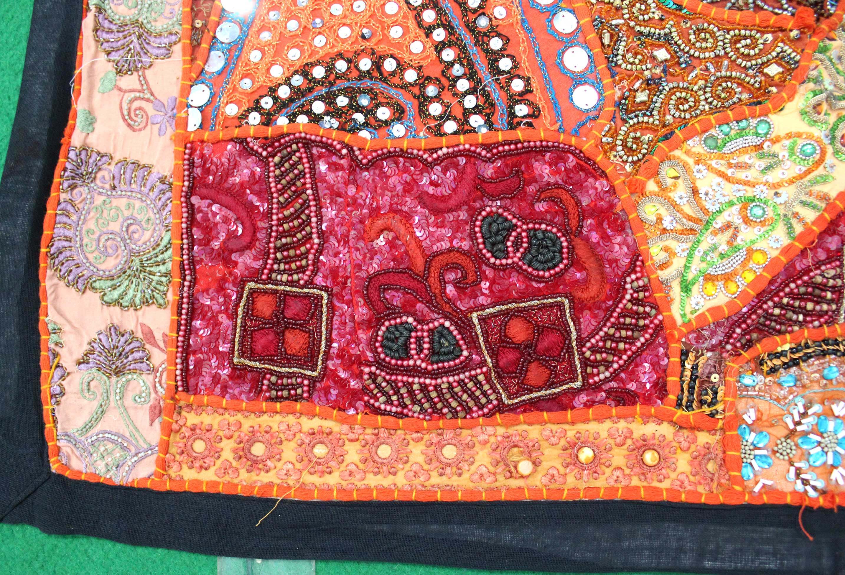 Indian Wall Hanging Embroidered Tapestry Orange antique wall piece,cotton tapestry,tapestry,Tribal wall hanging,wall hanging