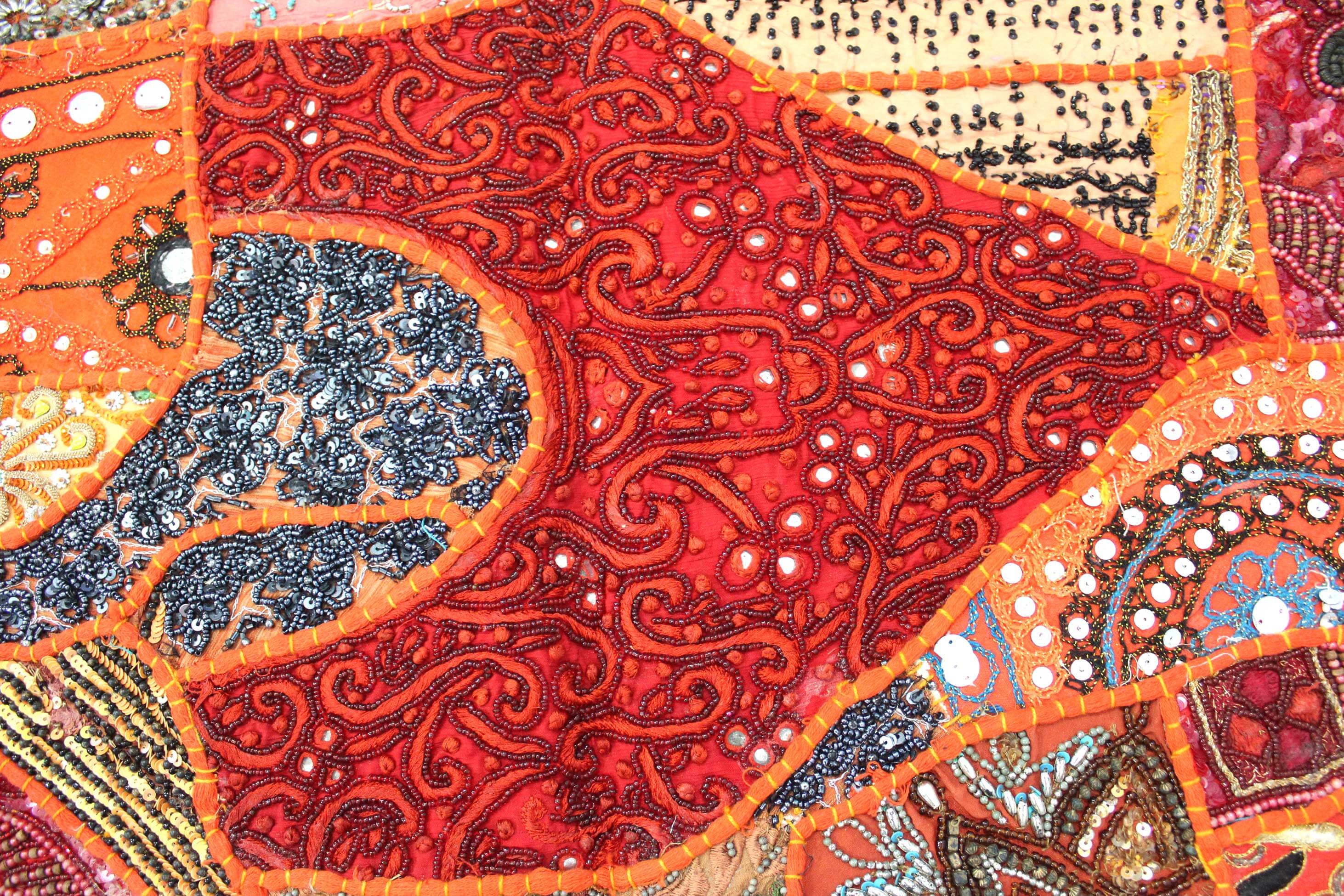 Indian Wall Hanging Embroidered Tapestry Orange antique wall piece,cotton tapestry,tapestry,Tribal wall hanging,wall hanging