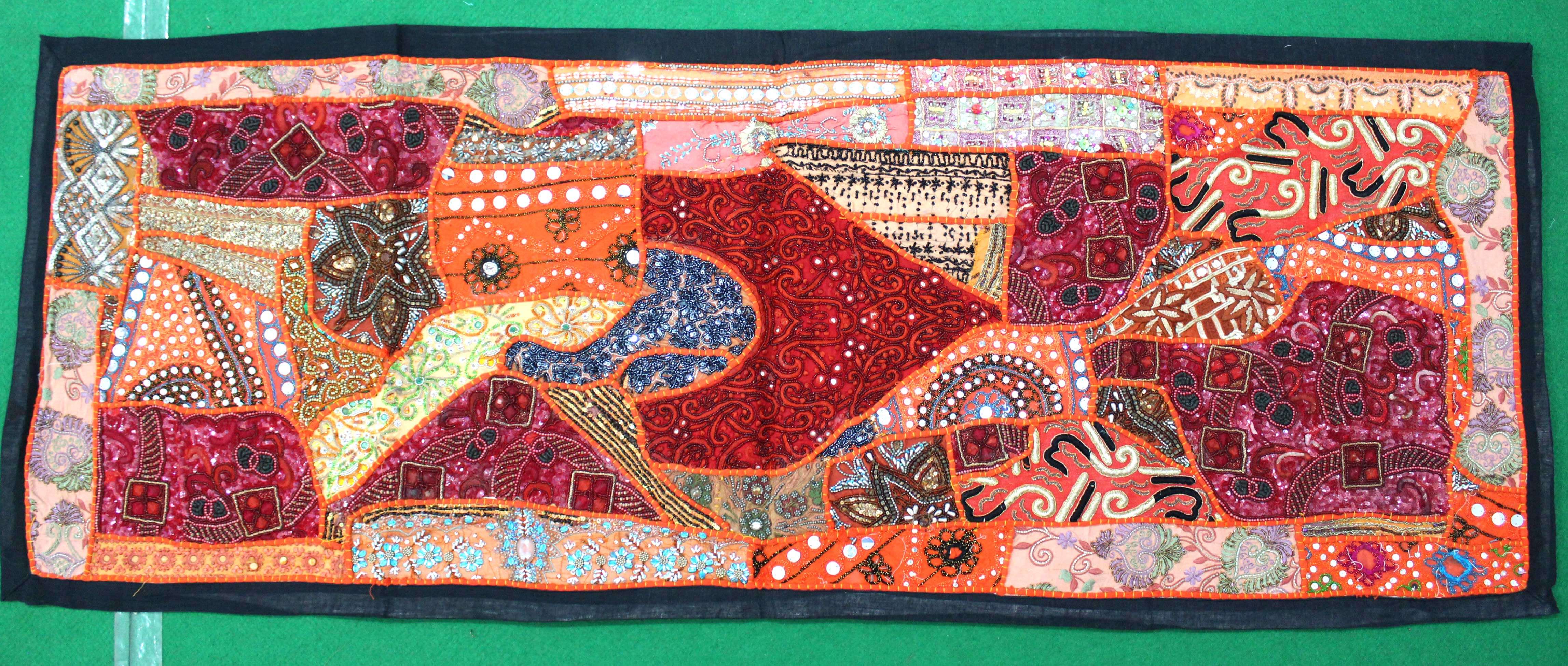 Indian Wall Hanging Embroidered Tapestry Orange antique wall piece,cotton tapestry,tapestry,Tribal wall hanging,wall hanging