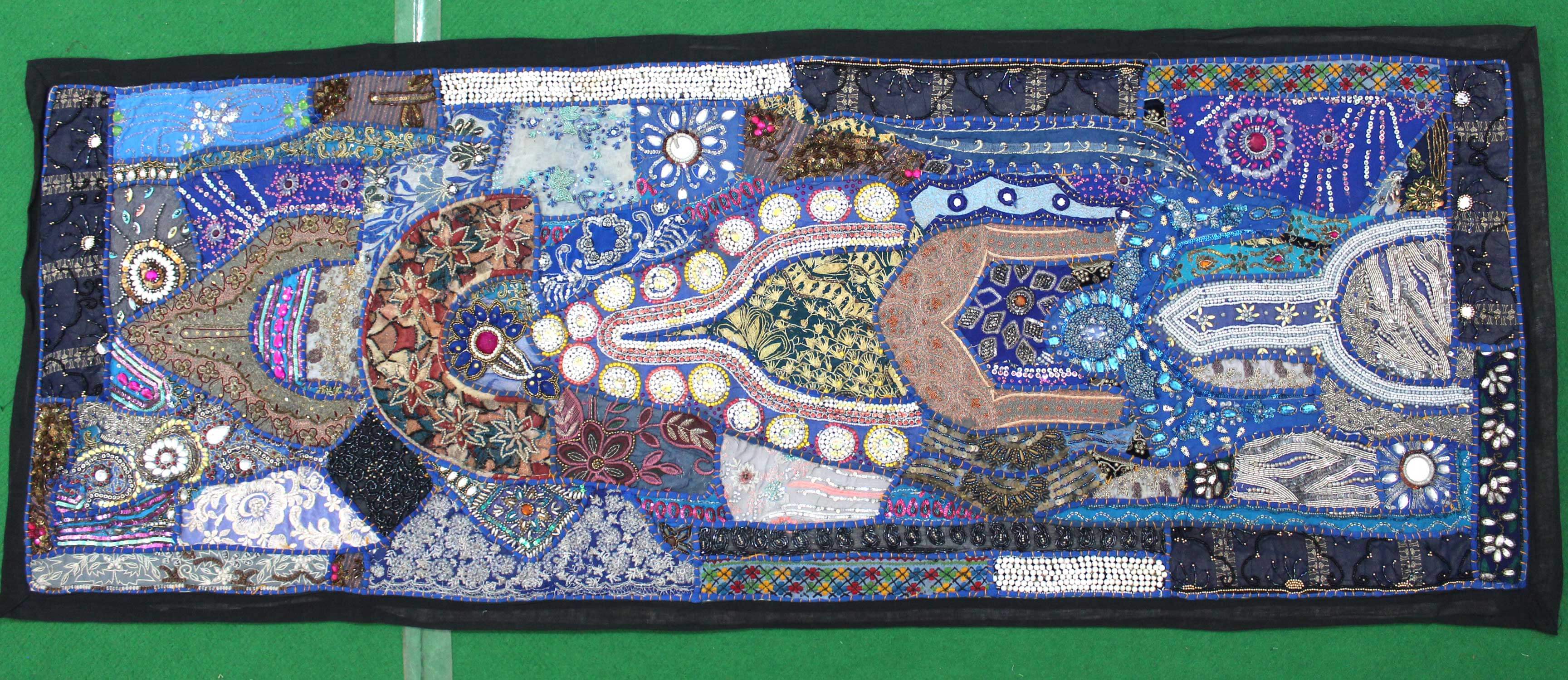 Indian Wall Hanging Embroidered Tapestry Peacock Blue antique wall piece,cotton tapestry,tapestry,Tribal wall hanging,wall hanging