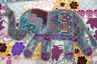 Indian Wall Hanging Embroidered Elephant Tapestry Blue Decor