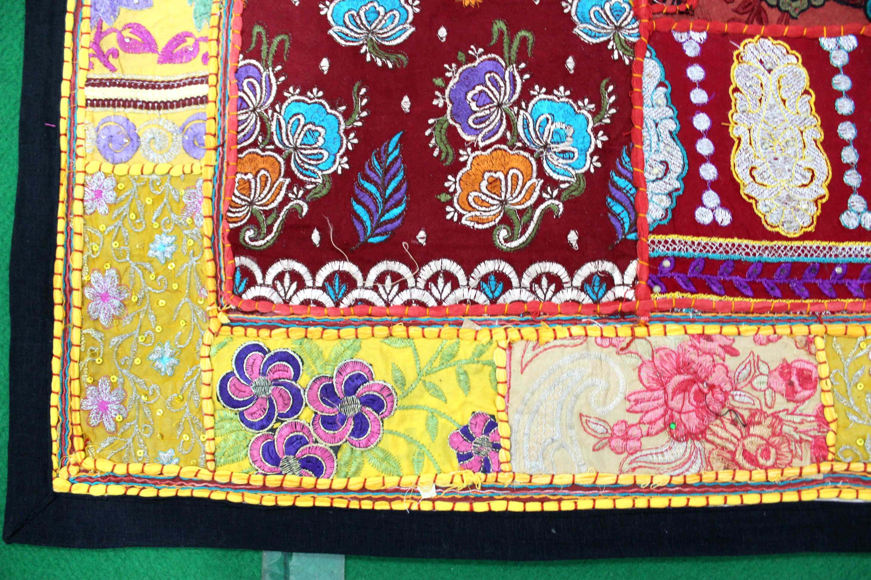 Indian Wall Hanging Embroidered Elephant Tapestry Yellow antique wall piece,cotton tapestry,tapestry,Tribal wall hanging,wall hanging Decor