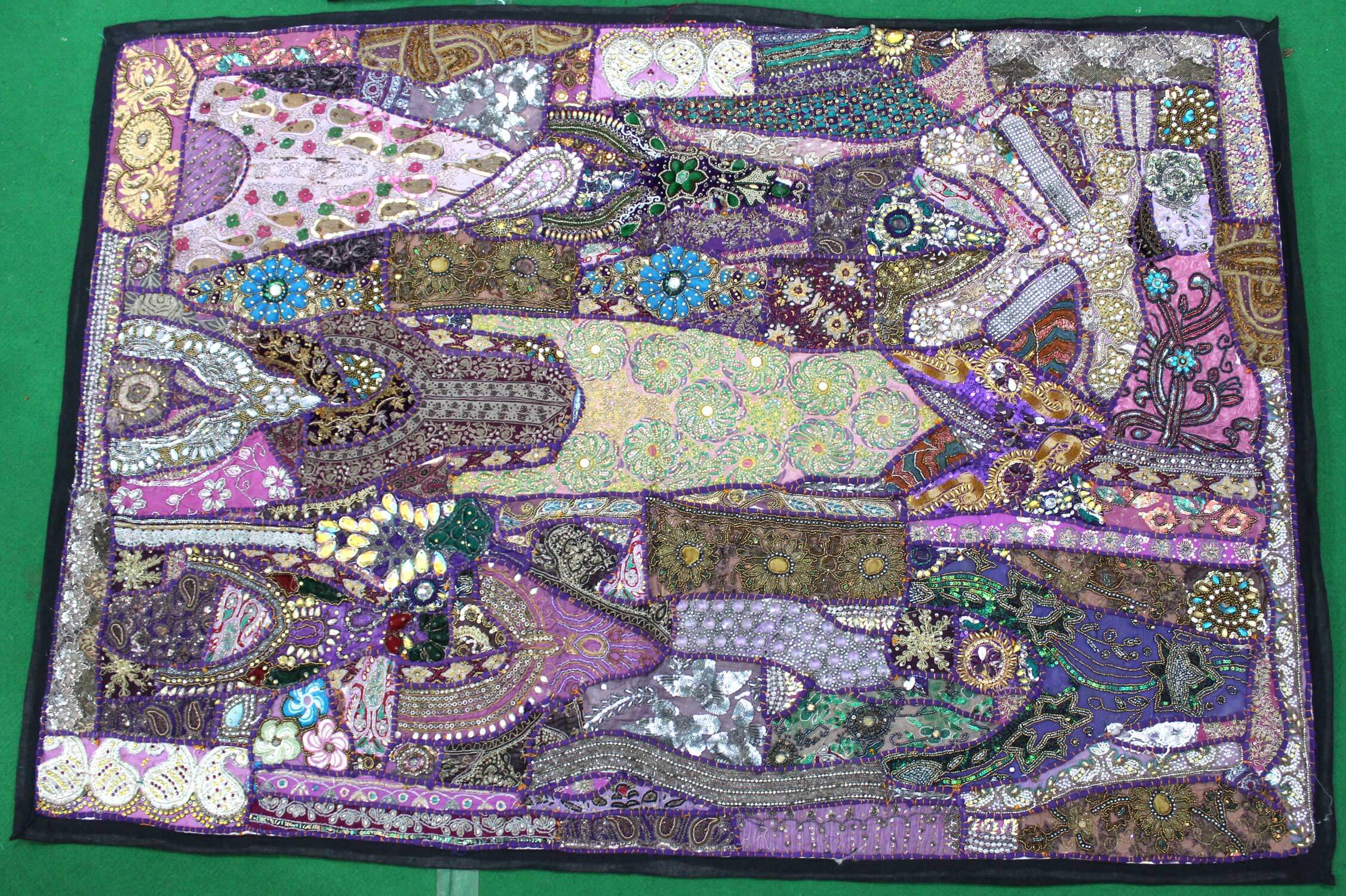 Indian Wall Hanging Embroidered Tapestry Purple Cloth wall Hanging