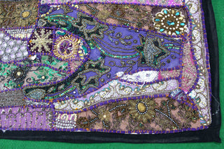 Indian Wall Hanging Embroidered Tapestry Purple