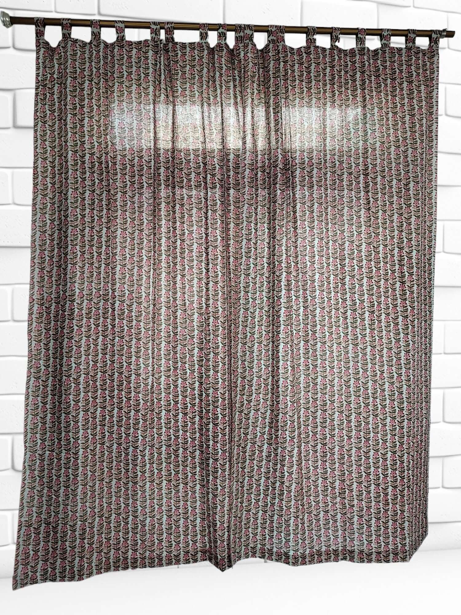 Hand-Block Print Cotton Floral Curtains - Bohemian Decor